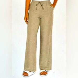 Gap Linen Blend Pants Womens XXL Beige Wide Leg Elastic & Tie Waist Pockets NWT.